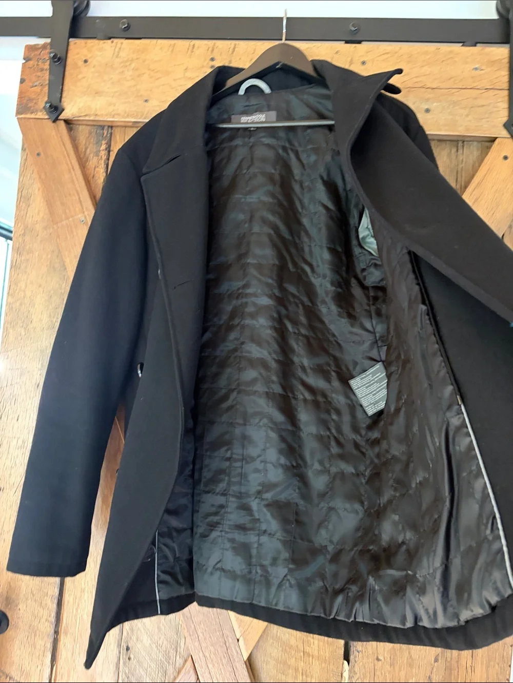 Kenneth Cole Reaction Men’s Size Large Black Pea Coat - Picture 7 of 8